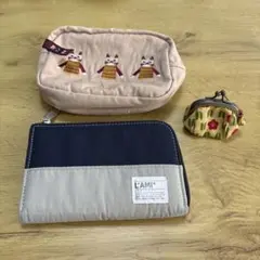 ポーチ 3点セット 猫刺繍 がま口