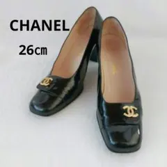 CHANEL シャネル ココマーク パンプス ヒール エナメル パテントゴールド