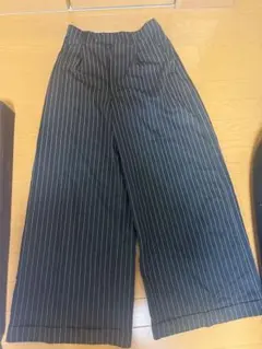 【MandO】ストライプチェックバギース ラックスロールアップワイドパンツ