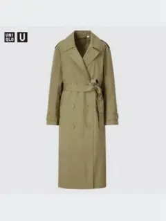 オリーブ色ダブルブレストロングコート