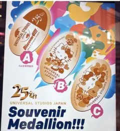 ユニバ 25周年 メダリオン 3点セット キティ
