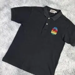 A BATHING APE ポロシャツ ロゴ ライトストーン ブラック M