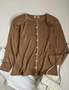 カーディガン ブラウン ヴィンテージ　肩を敷く　日本製
