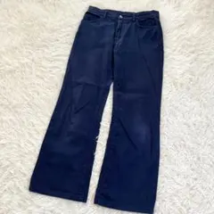 サムシング フレアパンツ 無地 コットン 美脚シルエット 日本製 紺