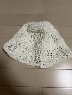 GU ホワイト 透かし編み バケットハット