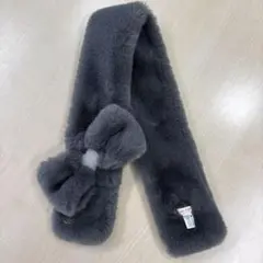 PAUL & JOE フェイクファー リボンマフラー グレー