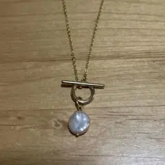 ゴールドトグルクラスプ淡水パールネックレス