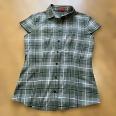 Yorkland グリーンチェック フレンチスリーブ風シャツ