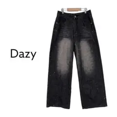 Dazy デイジー デニム ワイドパンツ ラインストーン ブラック Mのサムネイル