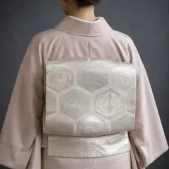 【C3-64】上品なフォーマル 袋帯 六通 シルバーピンク 422cm 匿名配送