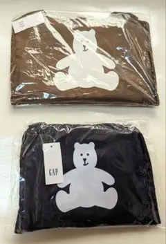 Gapロゴ BIGエコバッグ ギャップ 茶ブラウン大 ＋ 青ブルー２個セットのサムネイル