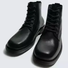 ZARA サイズ43 レザーレースアップブーツ ほぼ新品 定価24,990円のサムネイル
