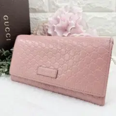 GUCCI グッチシマ ロゴプレート gg柄　長財布 ピンク GUCCI グッチシマ ロゴプレート gg柄 長財布 ピンク - メルカリ