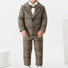 チェックフォーマルスーツ３点セット86cm キッズフォーマルベスト付き