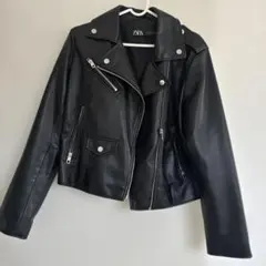 ZARA フェイクレザーライダースジャケットL
