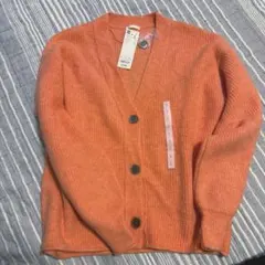 最終価格GU パフィータッチ　パフスリーブカーディガン　オレンジ