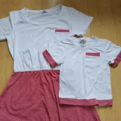 親子おそろい　L　100　ペア　半袖Tシャツ　ワンピース