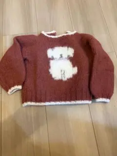犬モチーフ 赤色 ニットセーター