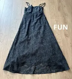 FUN 花柄ジャガードキャミワンピース　ロングワンピース　ブラック
