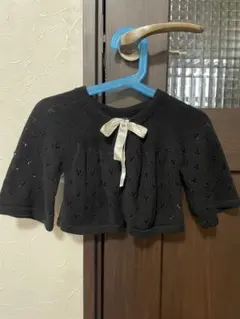 COMME CA ISM 黒 リボン付きボレロ　カーディガン