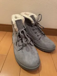 グレー スエード ムートンブーツ