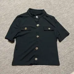 半袖 レディース トップス 黒 夏服 ポロシャツ SHEIN