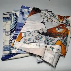 和柄プリント生地 セット/葛飾北斎 花柄 まとめ売り