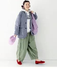 ネストローブ、コットンリネンコクーンカーゴパンツ nest Robe ネストローブ コットン リネン 石目 コクーン カーゴパンツ