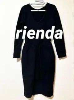 【美品】rienda リエンダ 黒 Vネック ニットワンピース 長袖 タイト