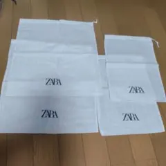 u*o様 【未使用】ZARA 巾着袋 ホワイト 収納袋　4枚セットのサムネイル