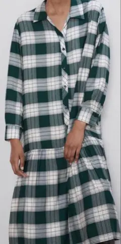シャツワンピース 長袖 チェック
