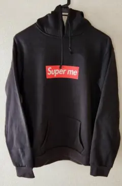 Super me ロゴ プルオーバーパーカー ブラック