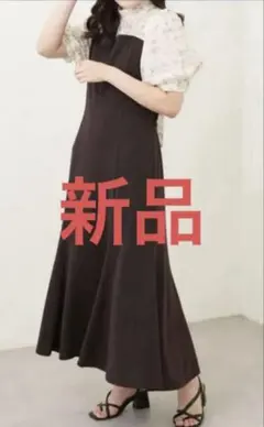 【完売品】olive des oliveシフォン花柄×ポンチドッキングワンピース