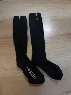 CREVE NINE ブラックソックス ストライプ付き
