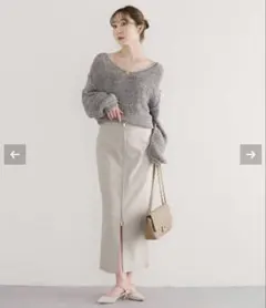 NOBLE RyNyコンフォートストレッチジップタイトスカート ブラウン40