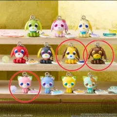 【新品】 お茶犬　お茶猫　チョコボーロ　3点　まとめ売り　キーホルダー