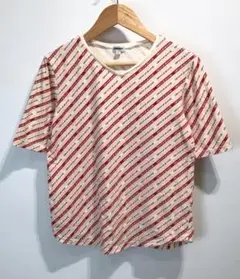 DKNY ストライプ柄 ロゴプリント カットソー ストレッチ■Y0914