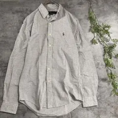 ラルフローレン 現行QRタグ ギンガムチェック ボタンダウンシャツ XS