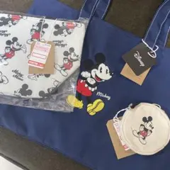 Disney ミッキーマウス バッグ 2つポーチ 3点セットのサムネイル