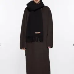 Acne Studios 黒 マフラー フリンジウールスカーフ