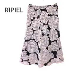 RIPIEL　タイトスカート　ひざ丈　ピンク×ブラック　花柄　古着
