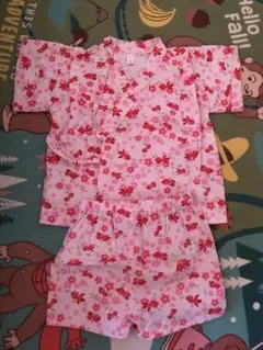 女の子　ピンク日本製　甚平 浴衣 80cm ロンパース