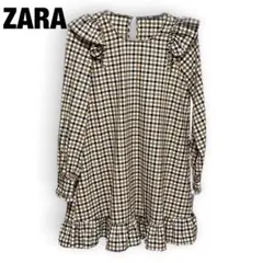 ZARA チェック柄 フリル ワンピース XS