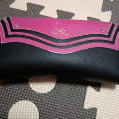 ストライプデザイン 長財布 ブラック/ピンク