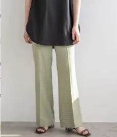 LOWRYS FARM  「mini チェックフレアパンツ」　グリーン75