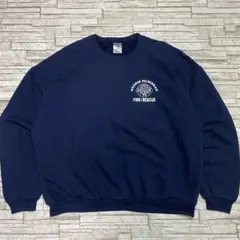 USA古着 ジャージーズ スウェット 消防 レスキュー 両面ロゴ ネイビー