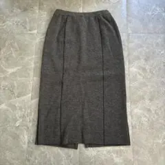 タイトスカート　スリット　グレー　ウール　ＬＬ　ロング　オフィスカジュアル