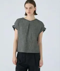 美品Ballsey ポリエステルレーヨンカラミ タックスリーブブラウス