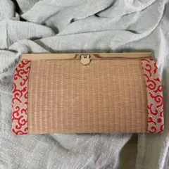 ハンドメイド　和風 畳がま口長財布　唐草　さくら　海外プレゼント