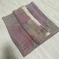 着物反物 3m 絹100% 紫 ピンク ストライプ 丹後ちりめん